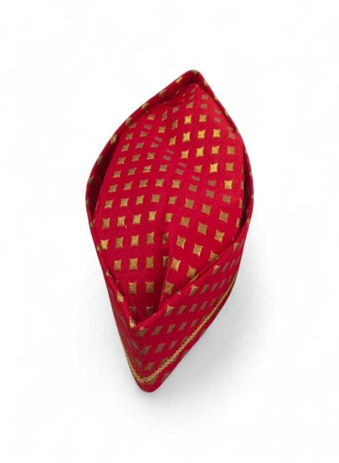 Firstdemand Traditional Golden Printed Wedding Cap for Men, Pooja Topi, Marriage Engagement Sakharpuda Topi - Image 4